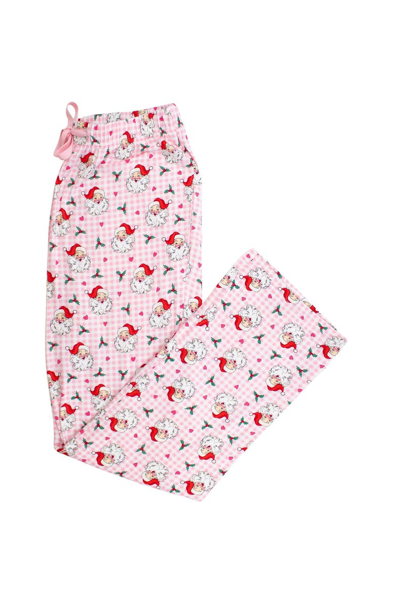 RuffleButts SoftSnooze Gender Inclusive Adult Pajama Pants, Main, color, Pink Dear Santa
