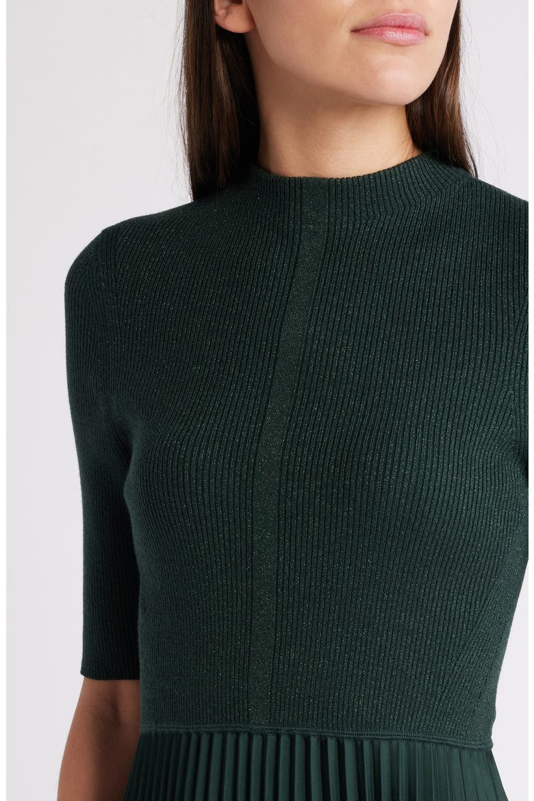Fireanami Shimmer Sweater Dress with Plissé Skirt, Alternate, color, OPEN GRN