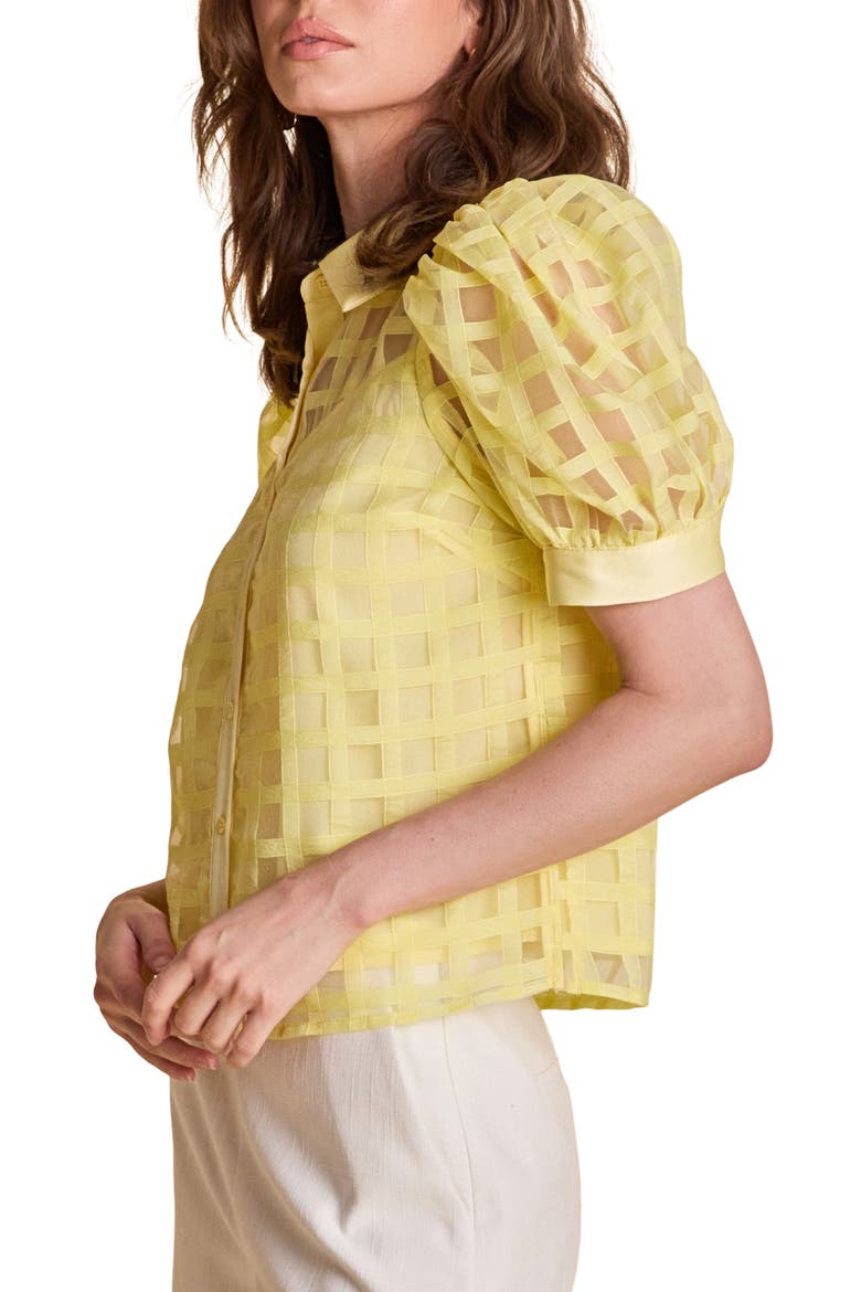 Puff Sleeve Organza Top, Alternate, color, LIGHT YELLOW