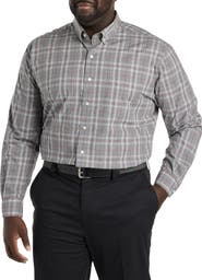 Oak Hill by DXL Big & Tall Heathered Large Plaid Sport Shirt