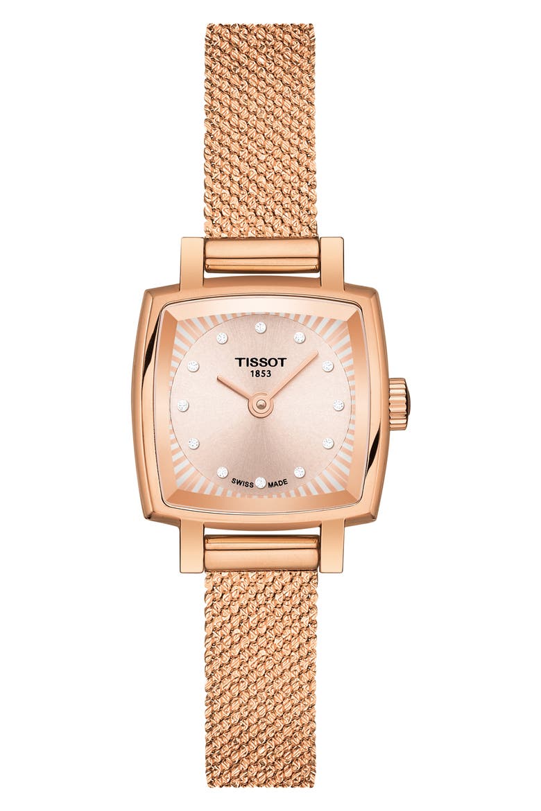 Lovely Square Diamond Bracelet Watch, 20mm, Main, color, ROSE GOLD