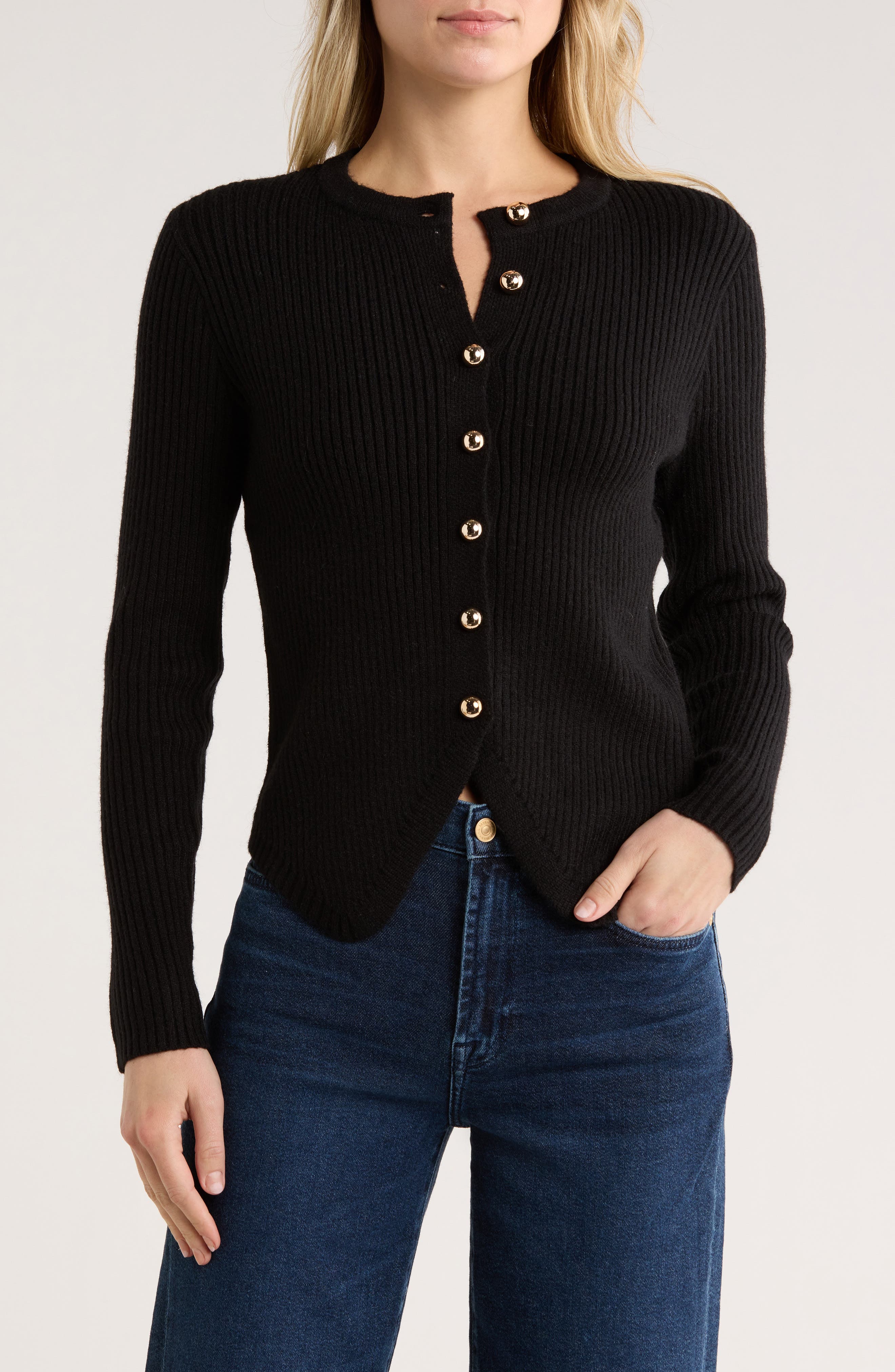Elodie Cutaway Rib Cardigan
