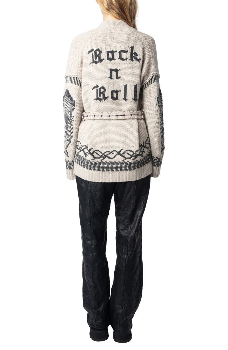 Zadig & Voltaire LC R&R Tie Belt Merino Wool Blend Sweater, Alternate, color, 