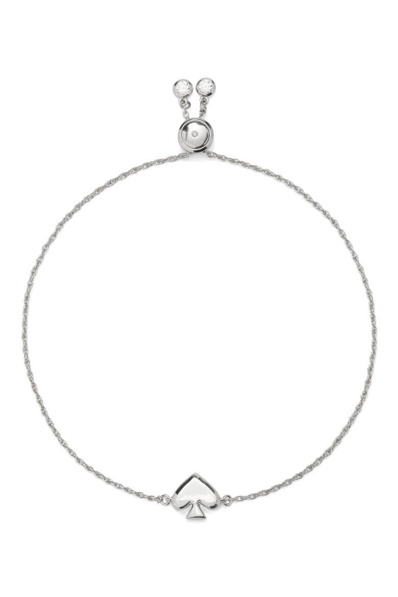spade charm slider bracelet, Main, color, SILVER