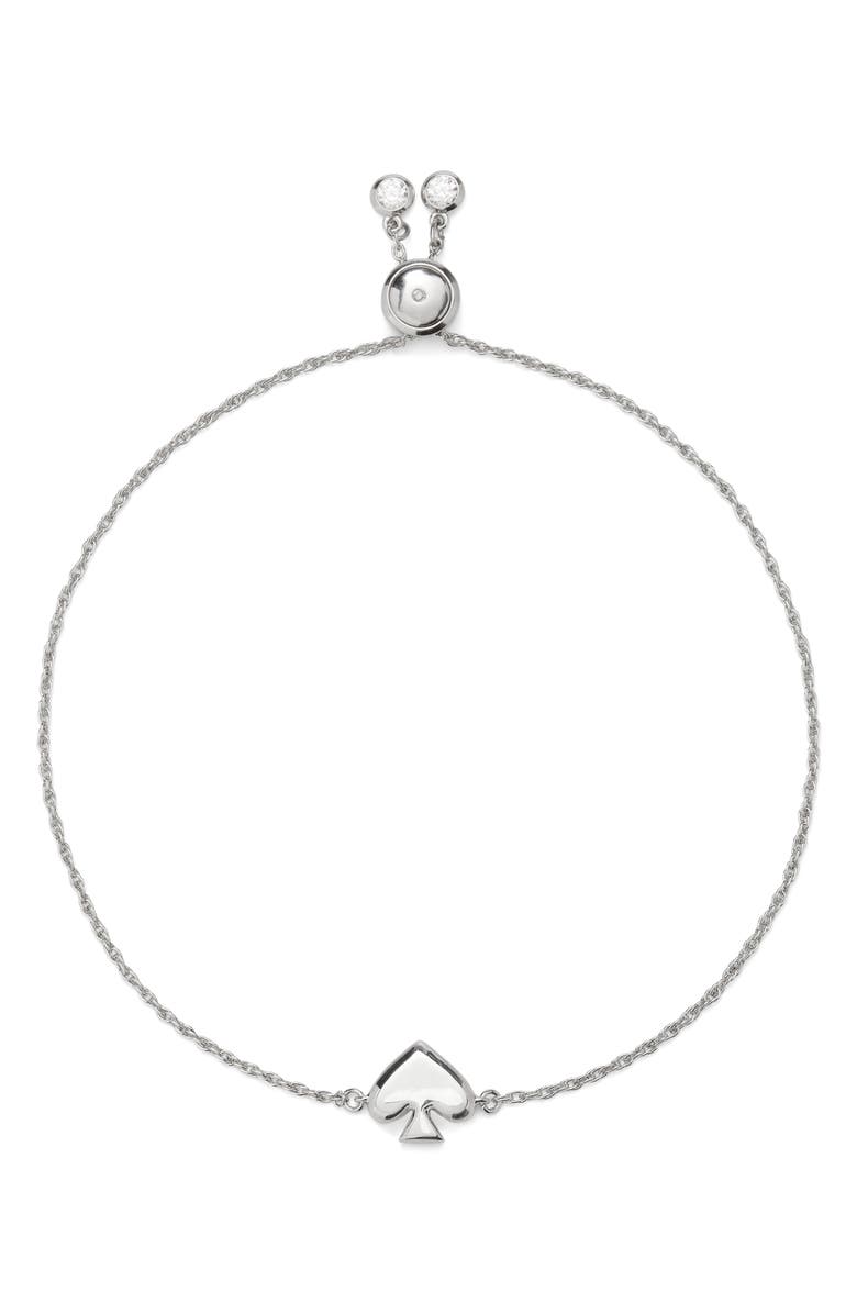 Kate Spade New York spade charm slider bracelet, Main, color, Silver