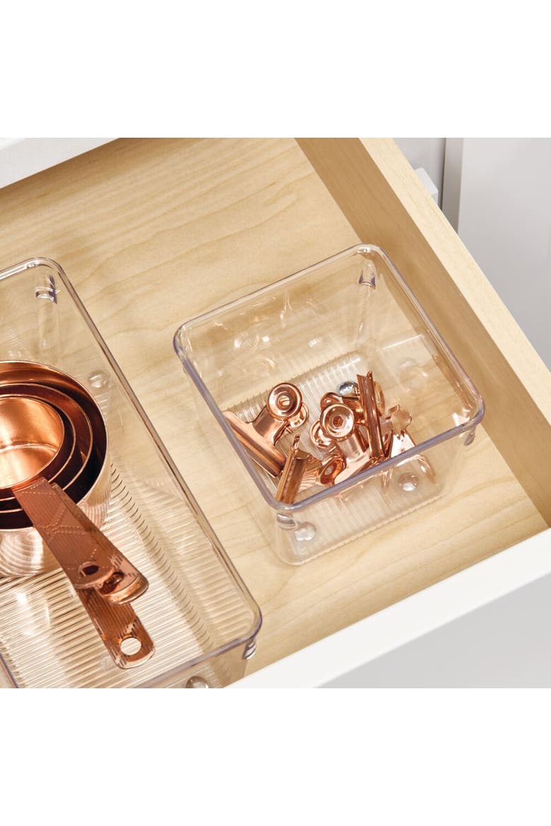 Plastic Drawer Organizer Bins - Storage for Kitchen, Bathroom, and Desk Drawers - Set of 6 - Clear, Alternate, color, Clear