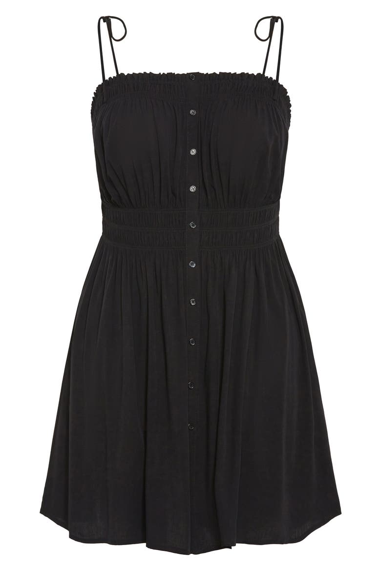 Lyla Tie Strap Fit & Flare Sundress, Alternate, color, BLACK