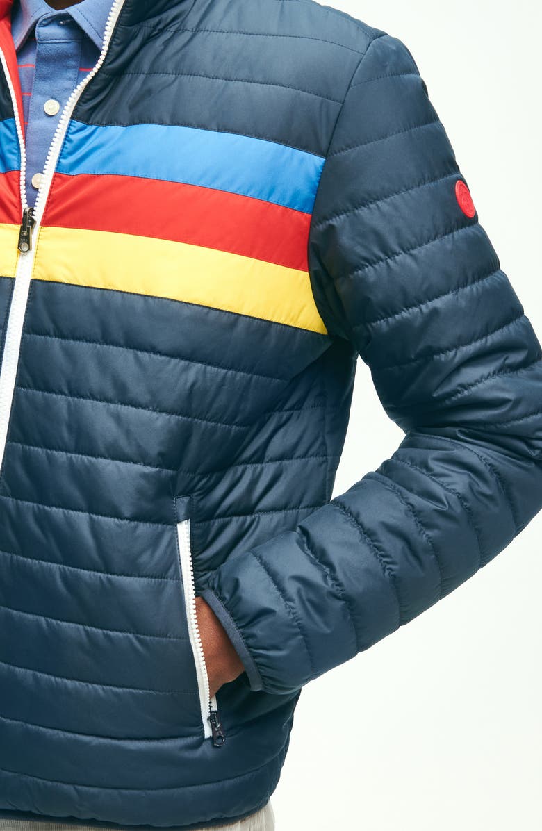 Brooks Brothers Race Stripe Zip-Up Puffer Jacket, Alternate, color, 