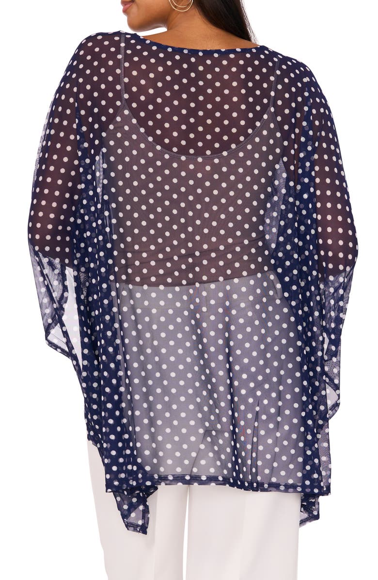 Chaus Dot High-Low Tunic Top, Alternate, color, Navy/Ivory