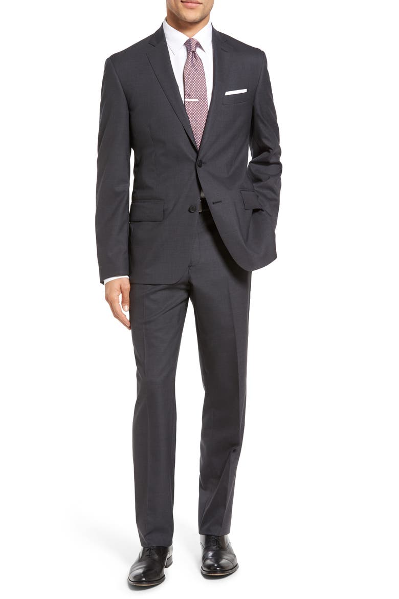 Tech-Smart Trim Fit Solid Stretch Wool Travel Suit, Main, color, GREY