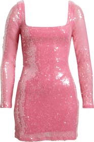 Jump Apparel Sequin Open Back Long Sleeve Cocktail Minidress
