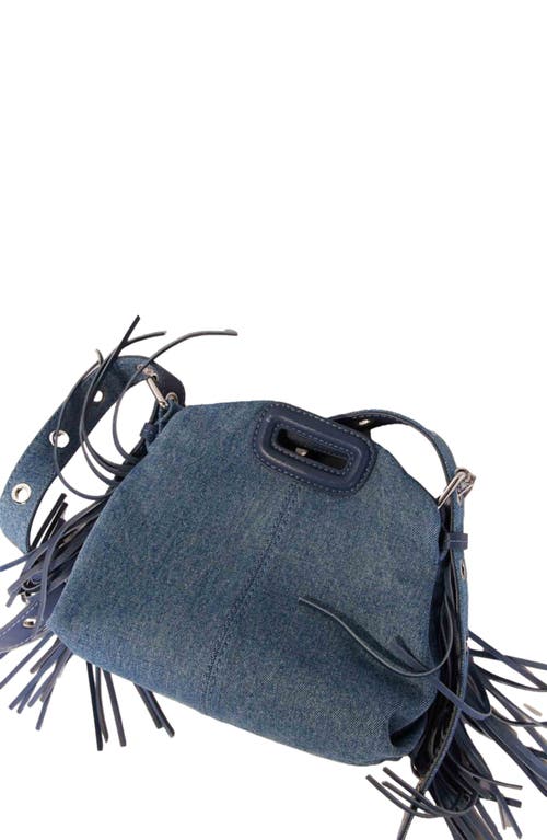 Maje Womens Bleus Miss M Logo-embossed Leather Shoulder Bag In Blue Jean