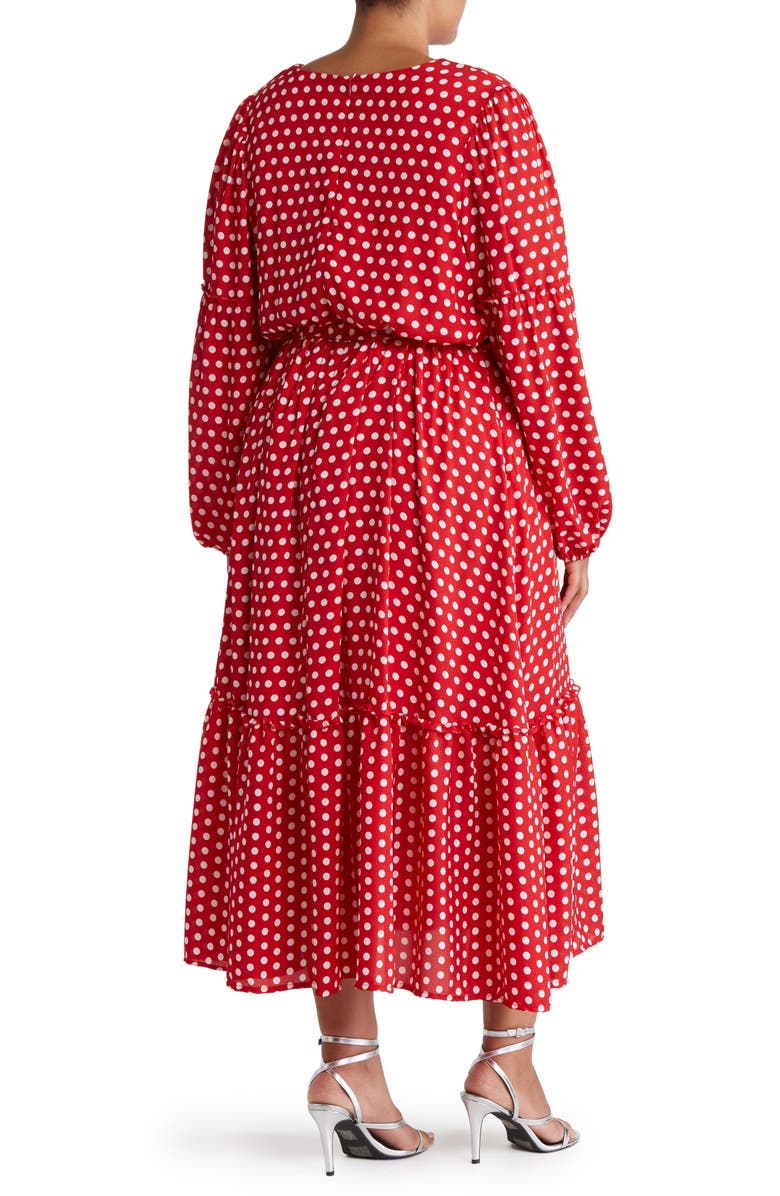 BY DESIGN Dottie Georgette Dot Faux Wrap Dress, Alternate, color, Barbados Cherry/ White