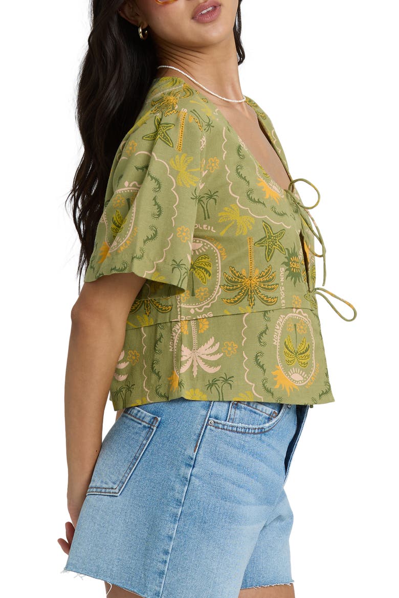 Totally Tropic Tie Front Top, Alternate, color, CEDAR