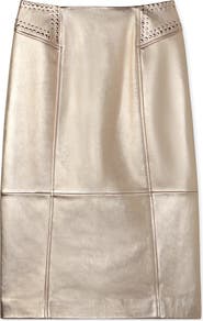 ST. JOHN Metallic Leather Skirt