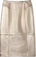 ST. JOHN Metallic Leather Skirt