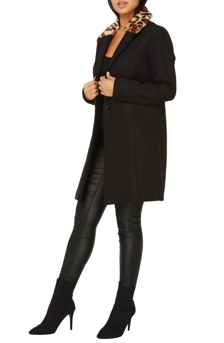 DOROTHY PERKINS Coat with Faux Fur Collar, Alternate, color,
