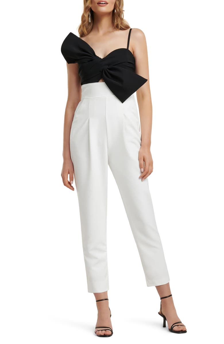 Ever New Two-Tone Bow Bodice Jumpsuit, Main, color, 