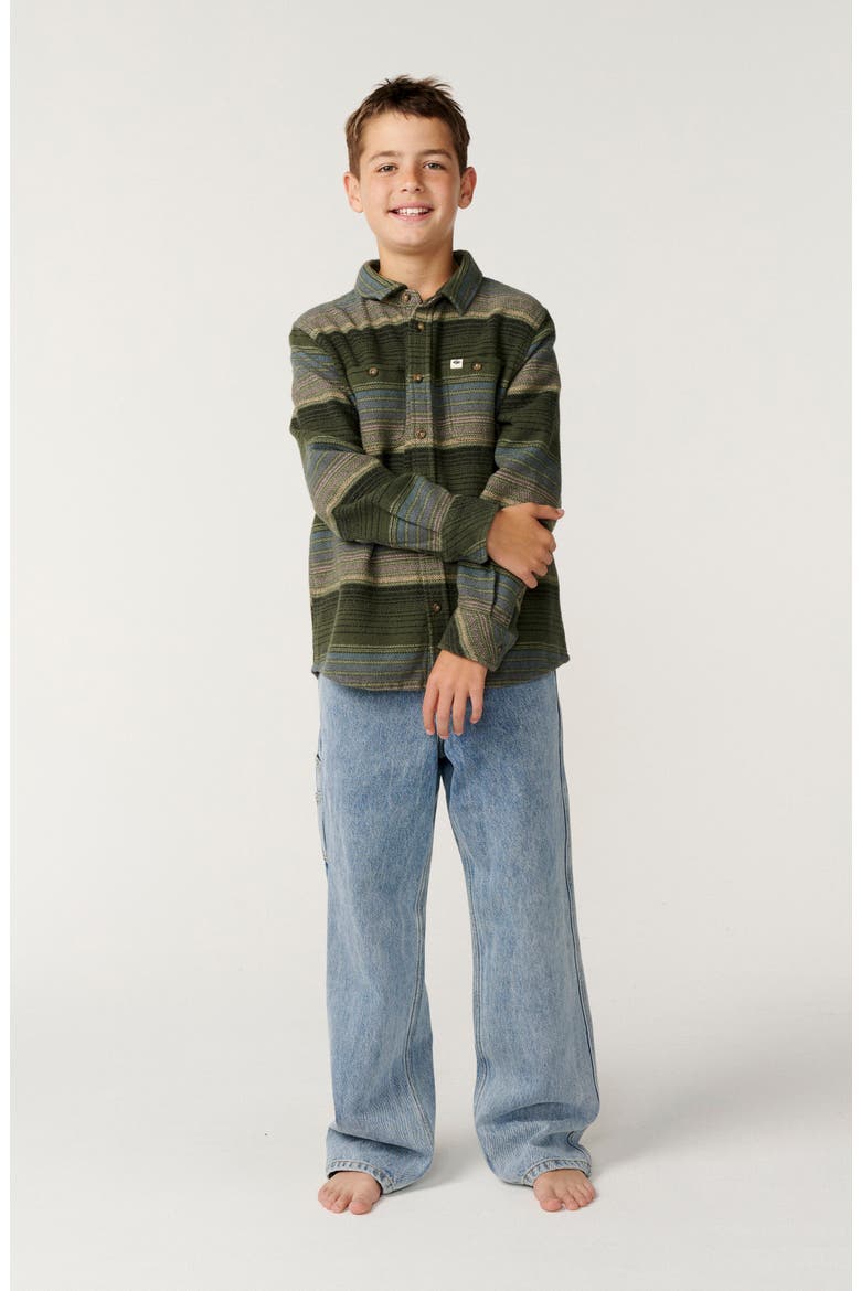 Kids' Baja Flannel Shirt, Alternate, color, DARK OLIVE
