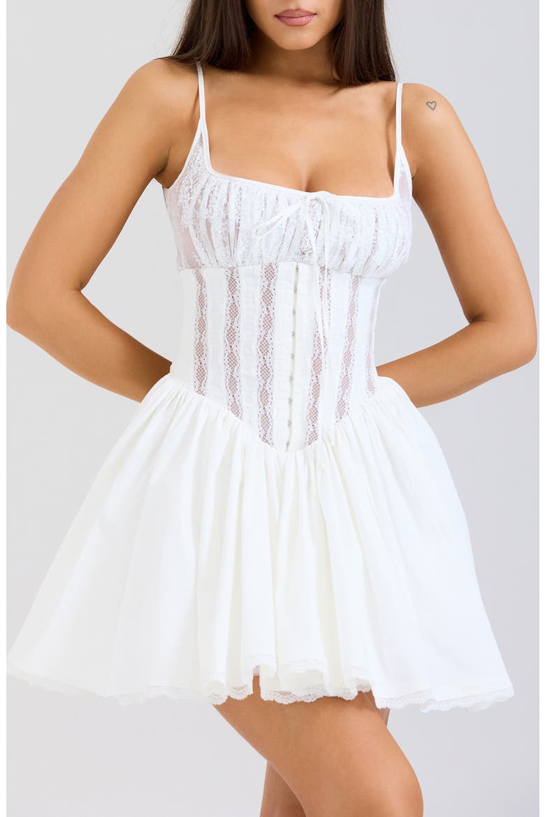 Rosaria Corset Minidress, Alternate, color, WHITE
