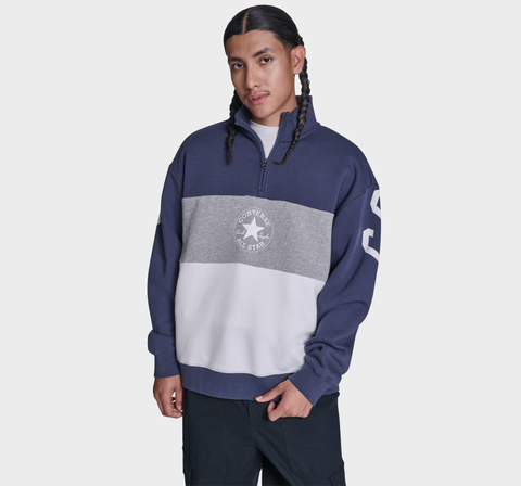 Retro Stripe Relaxed Quarter-Zip Sweatshirt