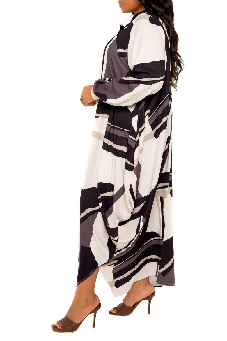 Drape Maxi Shirtdress, Alternate, color, BEIGE MULTI