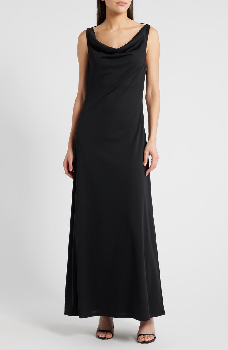WAYF The Tamara Cowl Neck Gown, Main, color, Black