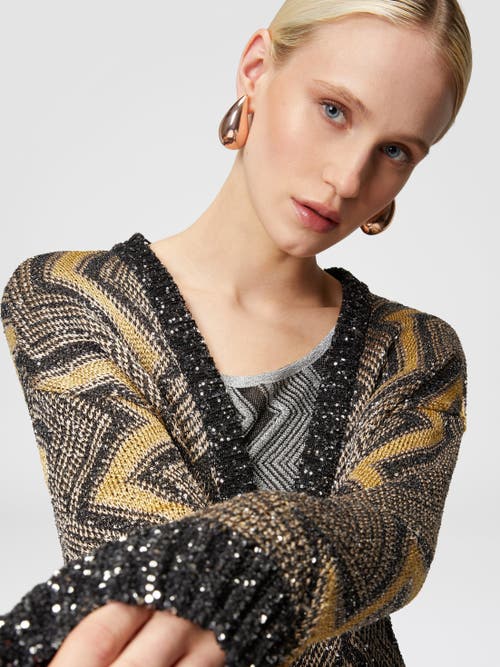 MISSONI MISSONI OVERSIZED CARDIGAN WITH MACRO ZIG ZAG AND SEQUINS 