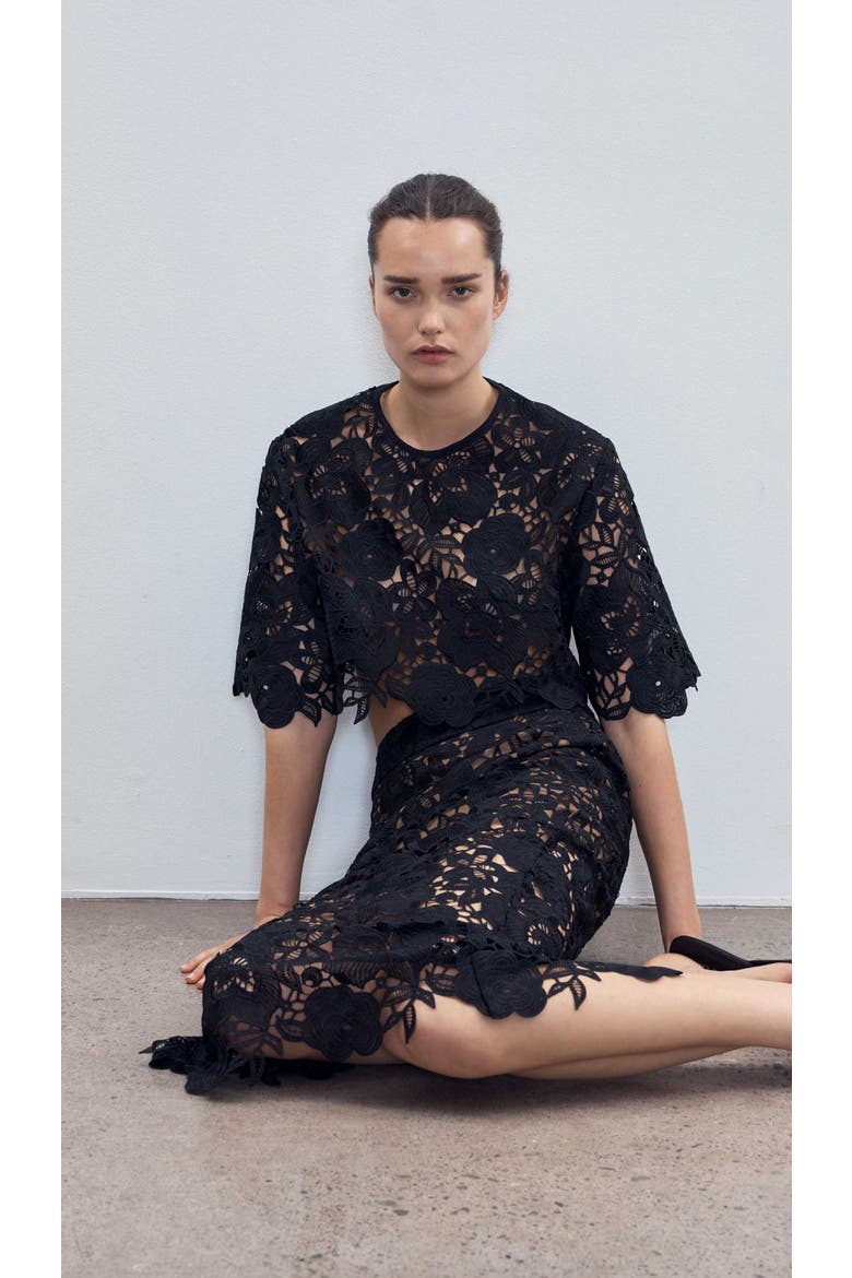 Lace Tee, Alternate, color, Black