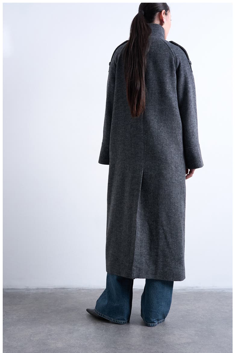 Mock Neck Car Coat, Alternate, color, GREY