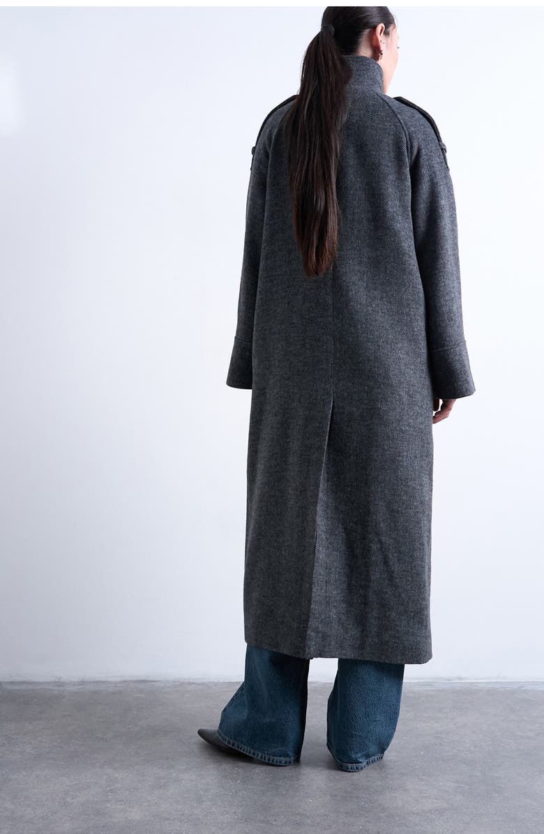 Topshop Mock Neck Car Coat, Alternate, color,