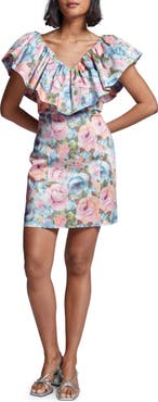 & Other Stories Floral Print Ruffle Minidress