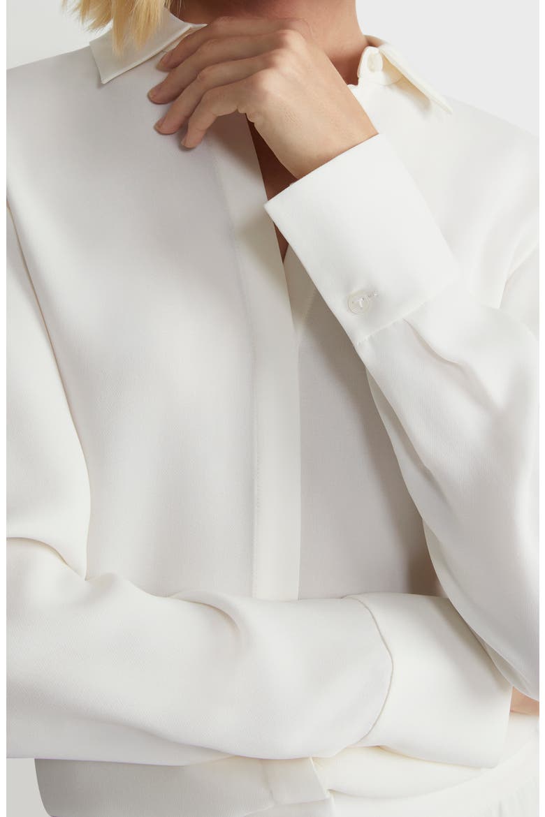 Scottie Silk Button-Up Blouse, Alternate, color, CLOUD