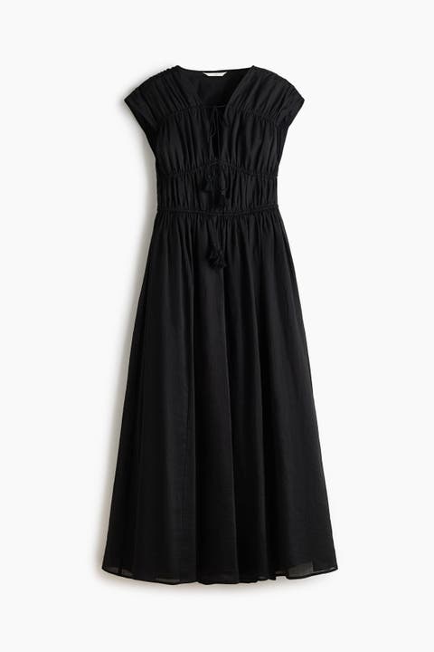 Drawstring-detail Ramie Dress