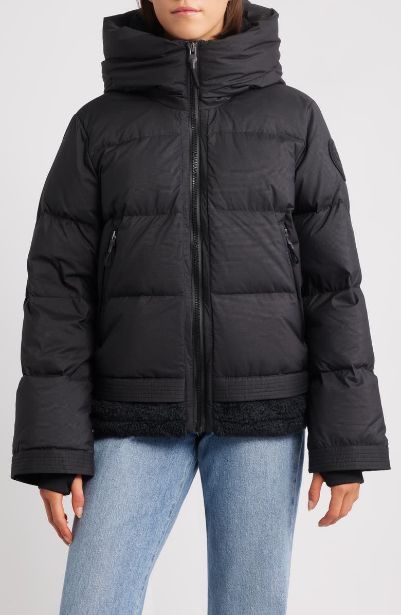 UGG<sup>®</sup> MetroPeak 700 Fill Power Down Puffer Jacket with Fleece Trim, Main, color, Black