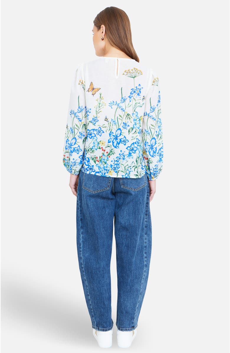 Yumi Butterfly Print Long Sleeve Top, Alternate, color, Ivory