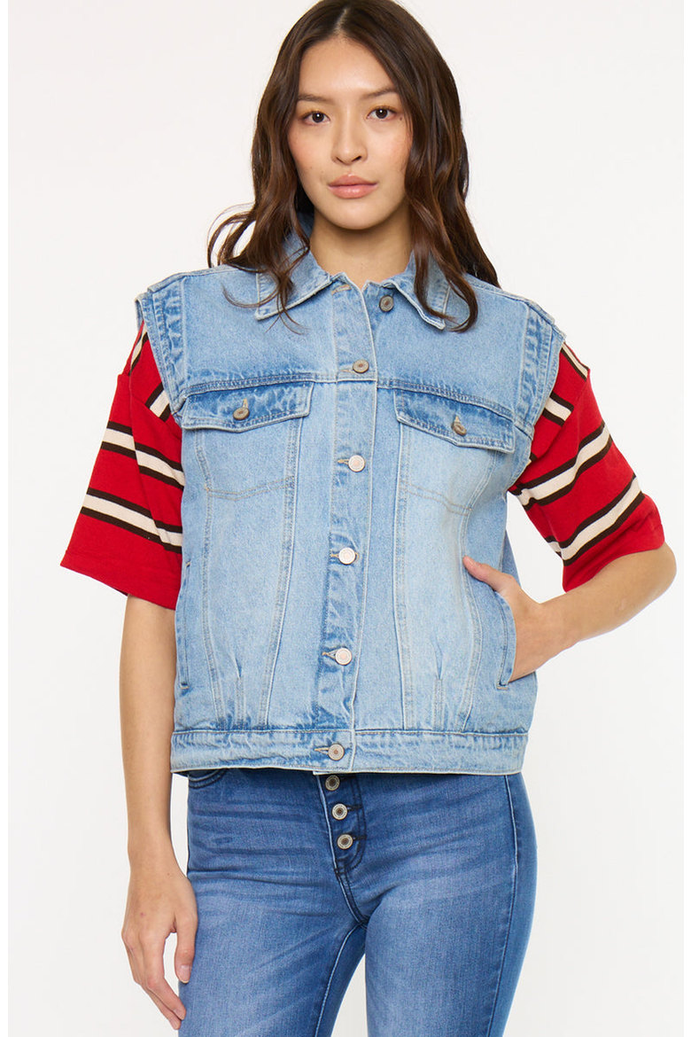 Joey Oversized 80's Vest, Main, color, Medium Wash