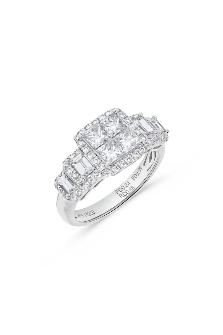 Princess Diamond Cluster Ring in Platinum, Main, color, Platinum