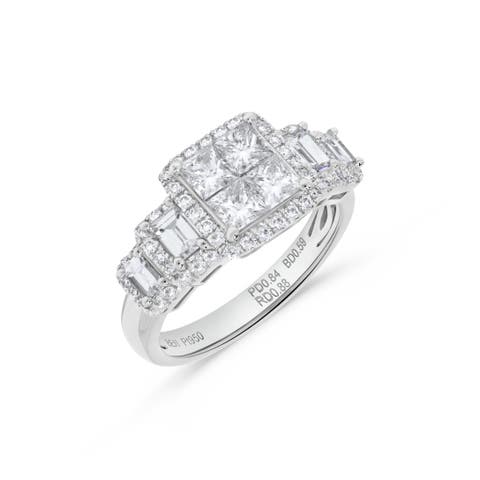 Princess Diamond Cluster Ring in Platinum