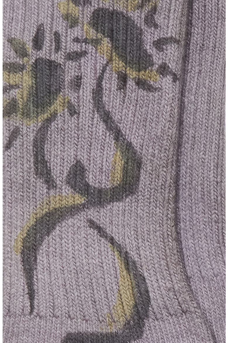 Print Organic Cotton Blend Crew Socks, Alternate, color, CHARCOAL DAISIES