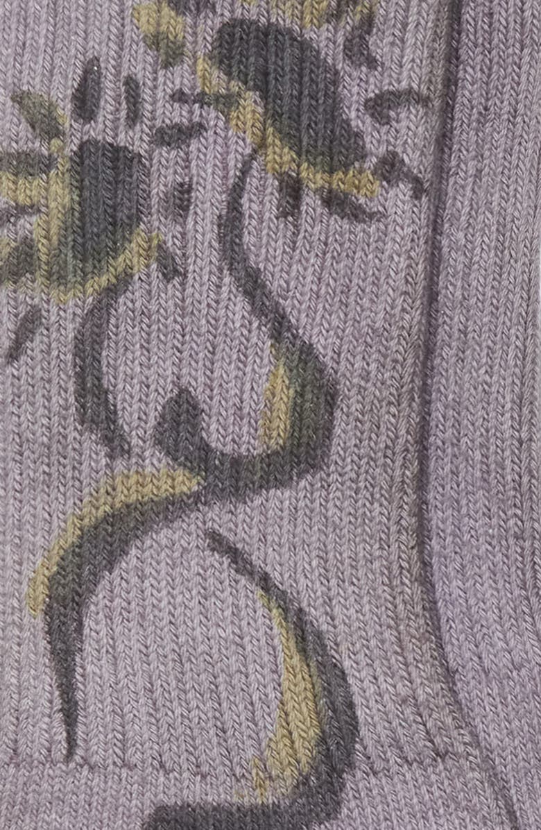 Collina Strada Print Organic Cotton Blend Crew Socks, Alternate, color, Charcoal Daisies