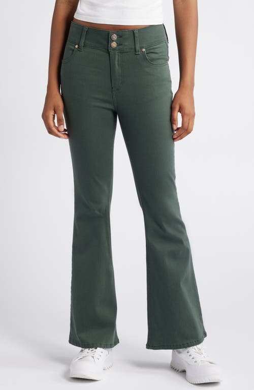 1822 Denim Fit & Lift High Waist Flare Jeans in Forest Green 