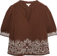 PER UNA BY M&S Embroidered Popover Top