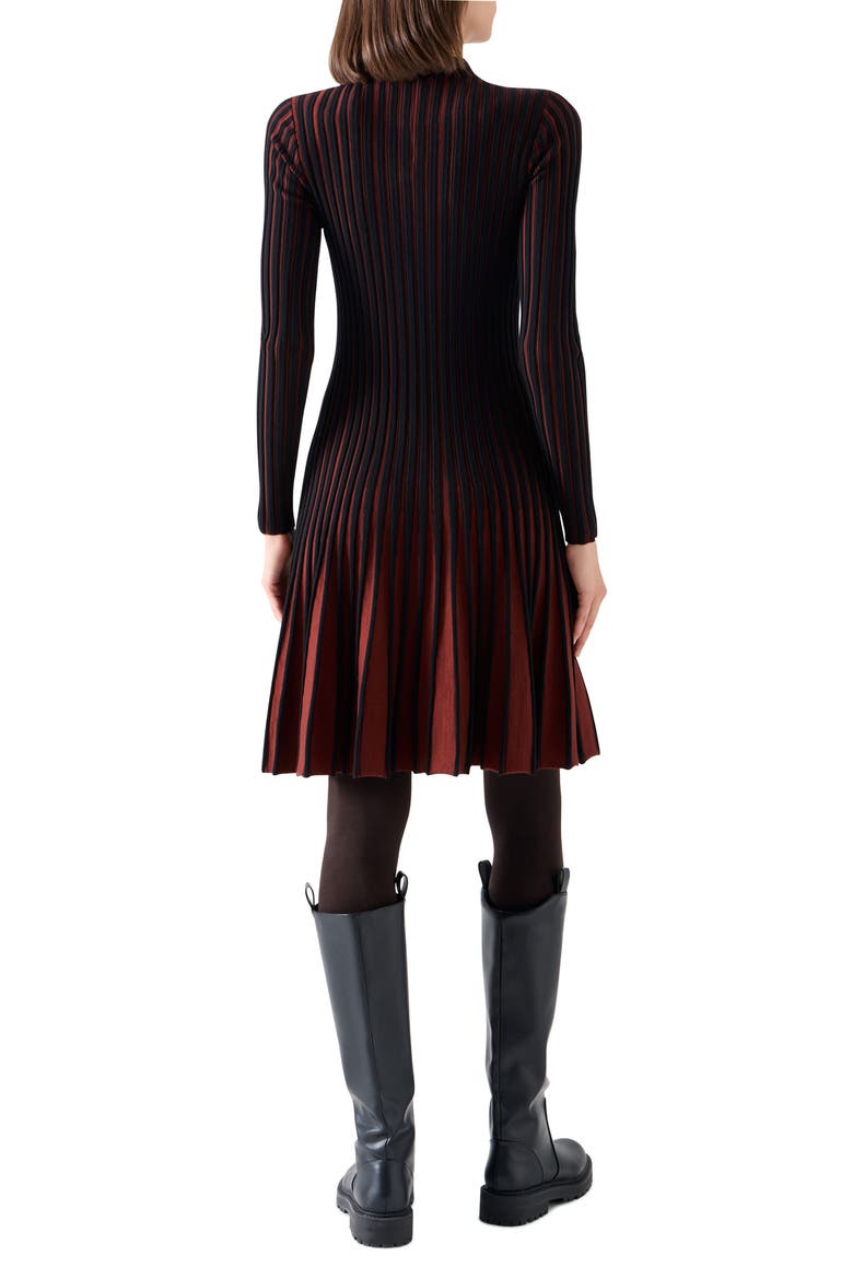 Ribbed Virgin Wool Dress, Alternate, color, BLACK-COPPER