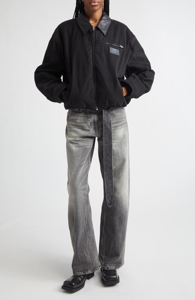 Acne Studios Washed Organic Cotton Twill Bomber Jacket, Alternate, color, Dark Brown