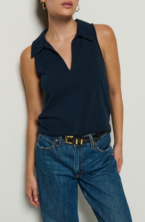 Roberta Collared Cotton Tank