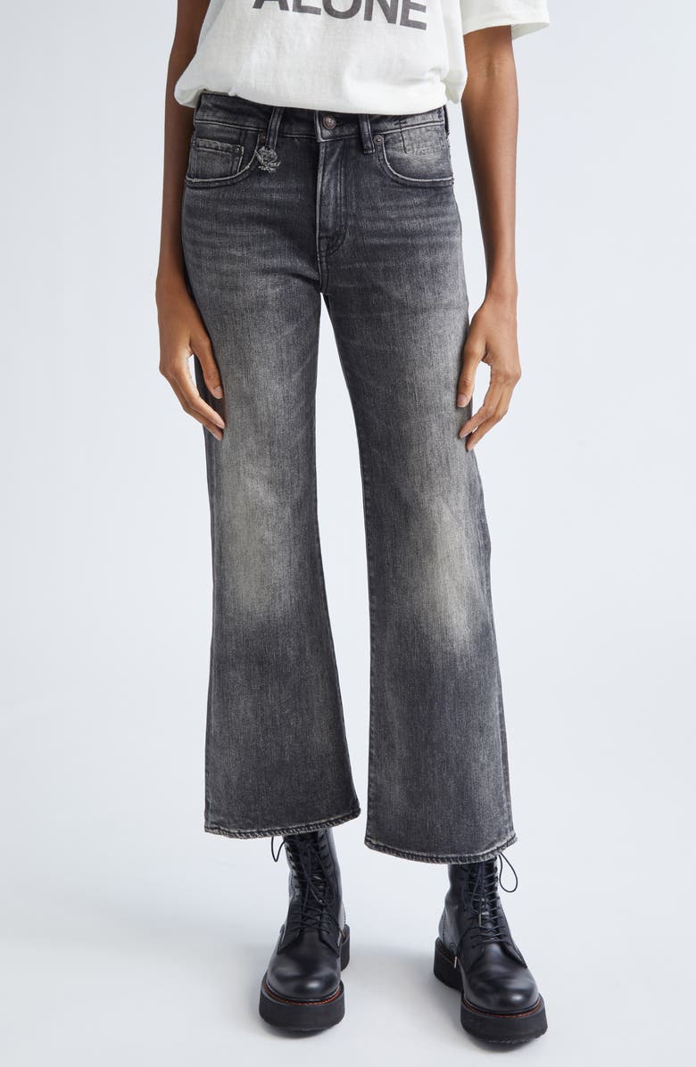 R13 Joan Kick Flare Jeans, Main, color, Kennet Black Stretch