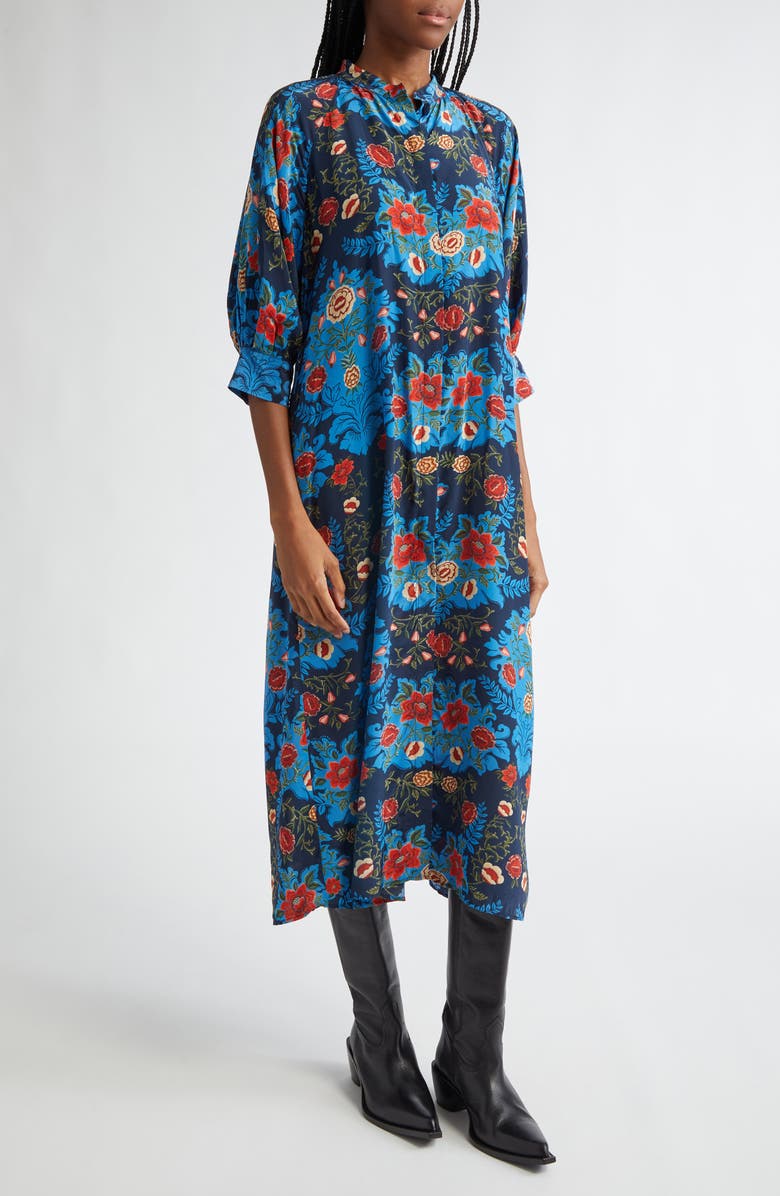 FARM Rio Arabesque Floral Print Long Sleeve Midi Dress, Alternate, color,