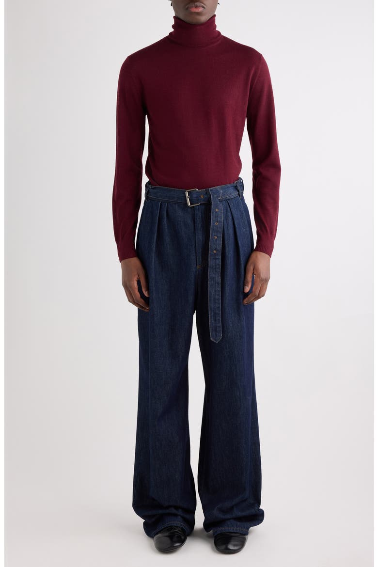 Munas Merino Wool Turtleneck Sweater, Alternate, color, WINE