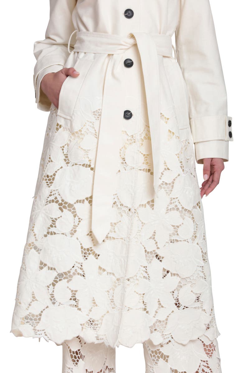 Avec Les Filles Embroidered Maxi Trench Coat, Alternate, color, 